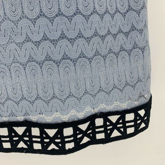 TOPSHOP Crotchet Lace Mini Dress Size 6 Light Blue Trim Contrast - Picture 6 of 12